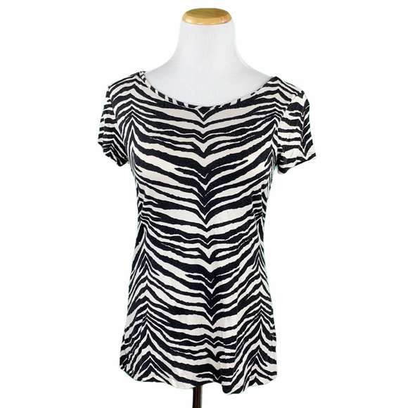 Banana Republic Zebra Print Short Sleeve Tee